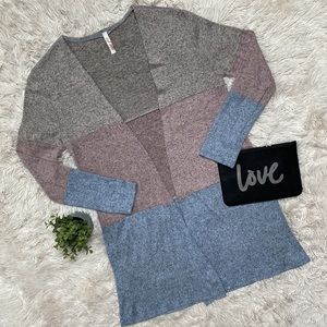 Red Lolly Open Cardigan 💗 Gray Pink & Blue